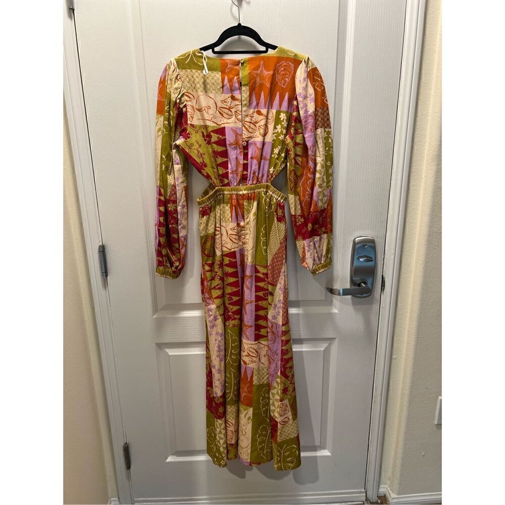 Mon Renn Cove Patchwork Long Sleeve Midi Dress In Patchwork Size S NWT $189 - Picture 11 of 12